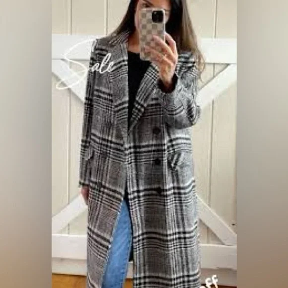 SHEIN Black & White HoundstoothWomen's Long Coat, Women’s Winter Coat- Small - Picture 10 of 10